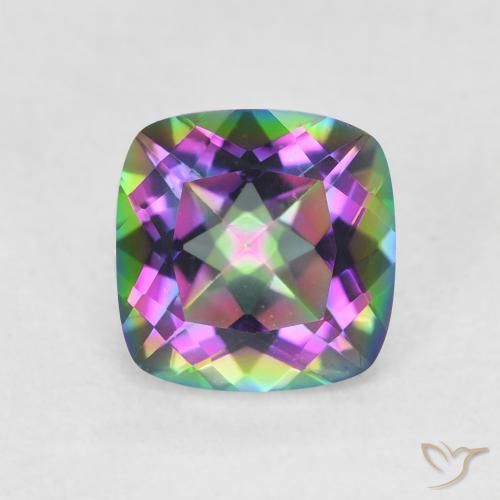 1.40ct Natürlicher Mehrfarbig Mystischer Quarz, Kissen, VVS