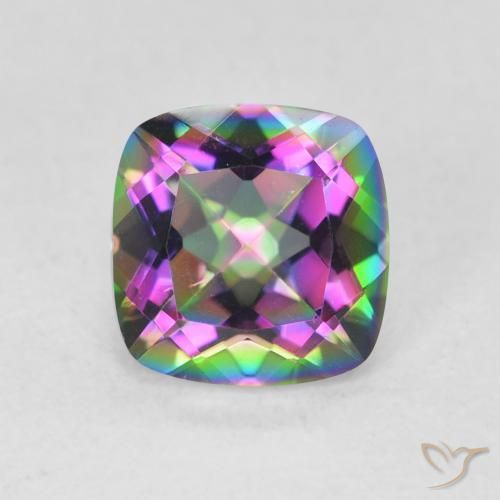 1.40ct Natürlicher Mehrfarbig Mystischer Quarz, Kissen, VVS