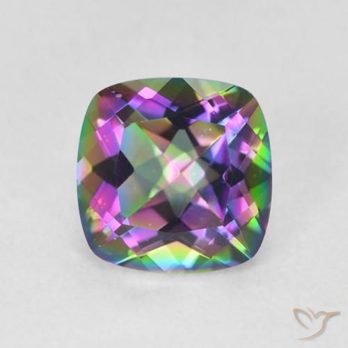 1.45ct Natürlicher Mehrfarbig Mystischer Quarz, Kissen, VVS