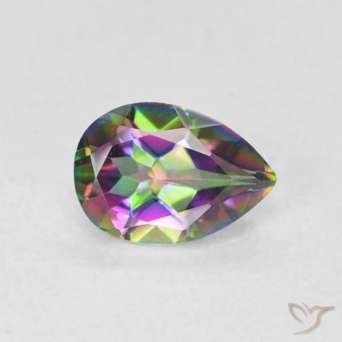 0.66ct Natürlicher Mehrfarbig Mystischer Quarz, Birnenform, VS