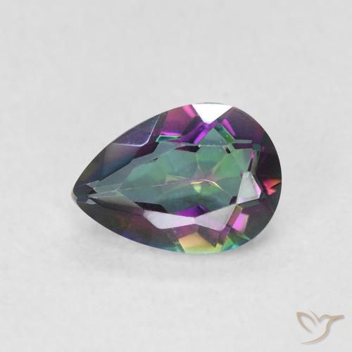 0.66ct Natürlicher Mehrfarbig Mystischer Quarz, Birnenform, VVS