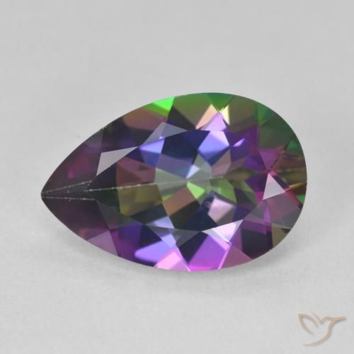 6.06ct Natürlicher Mehrfarbig Mystischer Quarz, Birnenform, VVS-VS