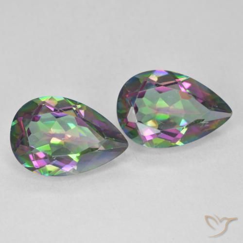 5.76 ct natürliche Mehrfarbig Mystischer Quarz-Edelsteine, Birnenform, VS