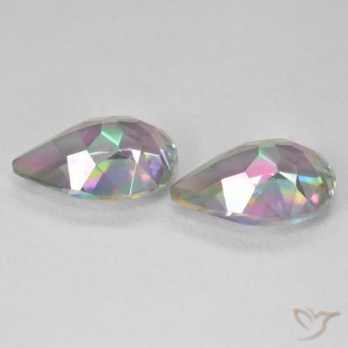 5.76 ct natürliche Mehrfarbig Mystischer Quarz-Edelsteine, Birnenform, VS