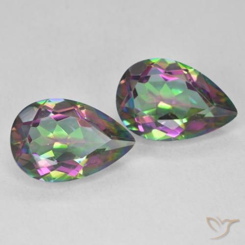 5.93 ct natürliche Mehrfarbig Mystischer Quarz-Edelsteine, Birnenform, VVS