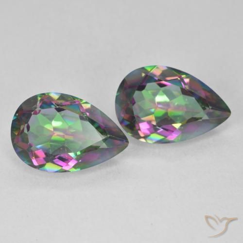 5.73 ct natürliche Mehrfarbig Mystischer Quarz-Edelsteine, Birnenform, VVS-VS