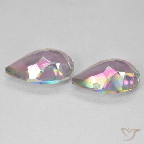 5.73 ct natürliche Mehrfarbig Mystischer Quarz-Edelsteine, Birnenform, VVS-VS