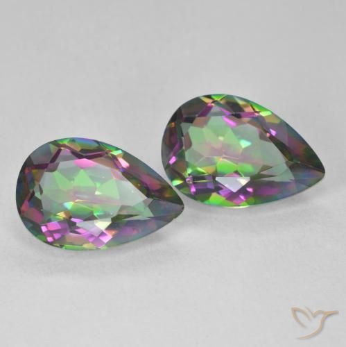 6.06 ct natürliche Mehrfarbig Mystischer Quarz-Edelsteine, Birnenform, VVS-VS
