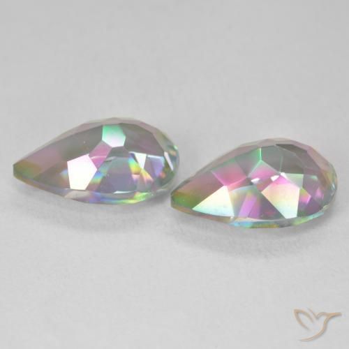 6.06 ct natürliche Mehrfarbig Mystischer Quarz-Edelsteine, Birnenform, VVS-VS