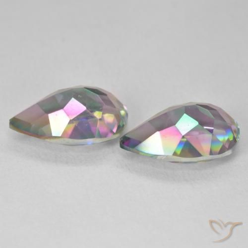 6.05 ct natürliche Mehrfarbig Mystischer Quarz-Edelsteine, Birnenform, VVS-VS