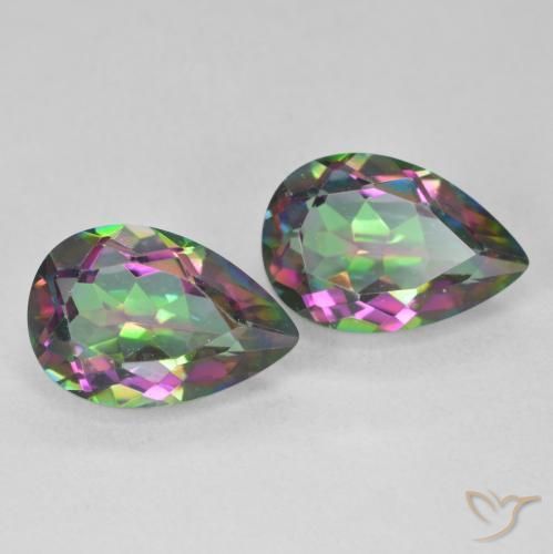 6.20 ct natürliche Mehrfarbig Mystischer Quarz-Edelsteine, Birnenform, VVS-VS
