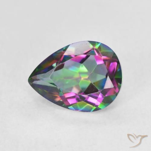 1.09ct Natürlicher Mehrfarbig Mystischer Quarz, Birnenform, VVS