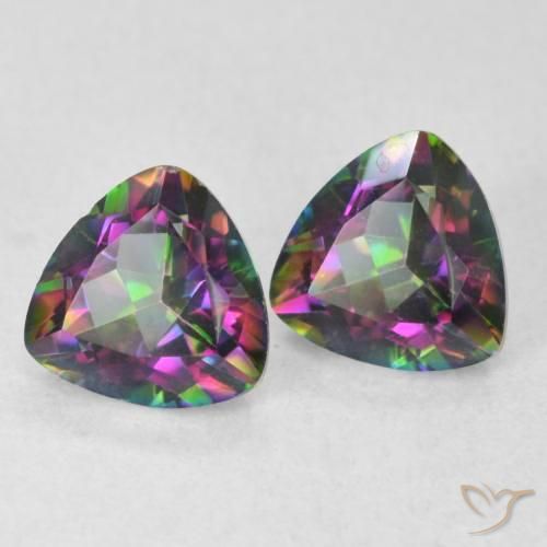 1.48 ct natürliche Mehrfarbig Mystischer Quarz-Edelsteine, Trillion, VVS