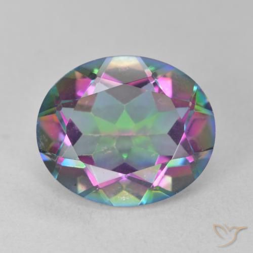 5.49ct Natürlicher Mehrfarbig Mystischer Quarz, Oval, VS