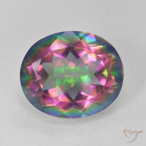 6.03ct Natürlicher Mehrfarbig Mystischer Quarz, Oval, VVS