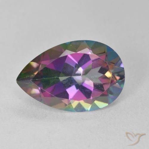 6.62ct Natürlicher Mehrfarbig Mystischer Quarz, Birnenform, VVS
