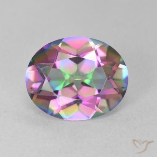 3.16ct Natürlicher Mehrfarbig Mystischer Quarz, Oval, VVS