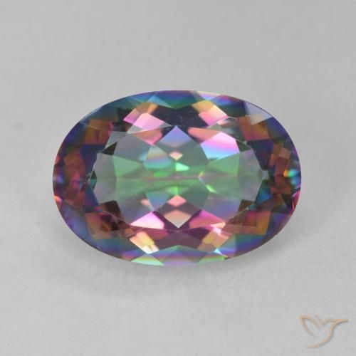 5.64ct Natürlicher Mehrfarbig Mystischer Quarz, Oval, VVS