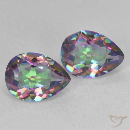 2.19 ct natürliche Mehrfarbig Mystischer Quarz-Edelsteine, Birnenform, VVS