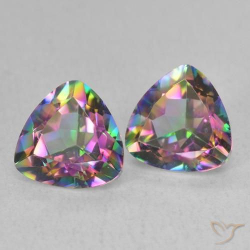1.53 ct natürliche Mehrfarbig Mystischer Quarz-Edelsteine, Trillion, VVS