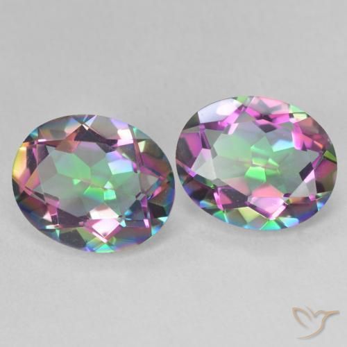 6.11 ct natürliche Mehrfarbig Mystischer Quarz-Edelsteine, Oval, VVS-VS