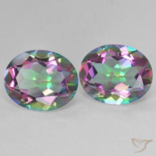 6.33 ct natürliche Mehrfarbig Mystischer Quarz-Edelsteine, Oval, VVS-VS
