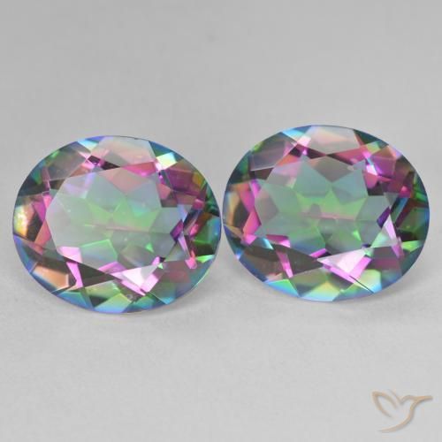 10.86 ct natürliche Mehrfarbig Mystischer Quarz-Edelsteine, Oval, VVS-VS