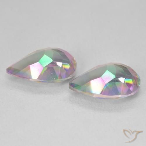 5.87 ct natürliche Mehrfarbig Mystischer Quarz-Edelsteine, Birnenform, VVS-VS