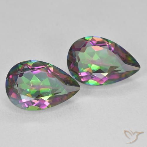 5.93 ct natürliche Mehrfarbig Mystischer Quarz-Edelsteine, Birnenform, VVS-VS
