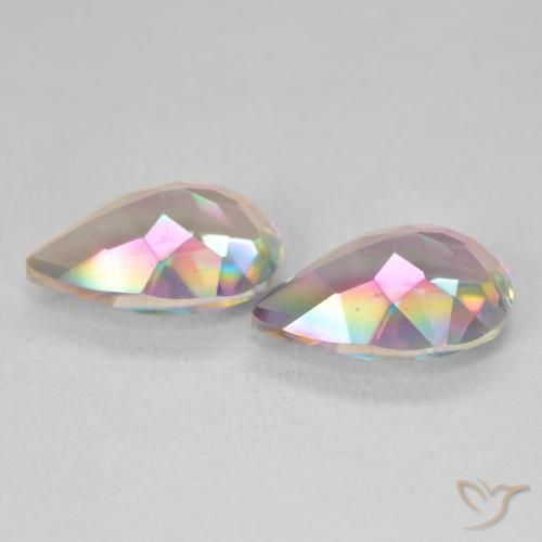 5.93 ct natürliche Mehrfarbig Mystischer Quarz-Edelsteine, Birnenform, VVS-VS
