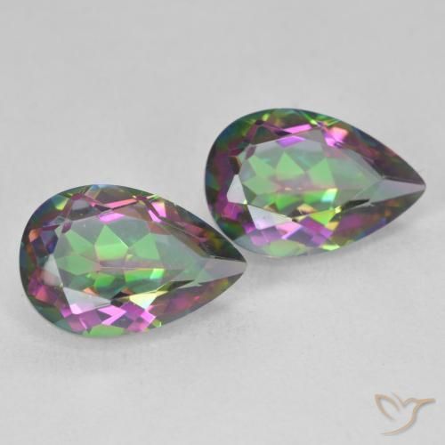 5.95 ct natürliche Mehrfarbig Mystischer Quarz-Edelsteine, Birnenform, VVS