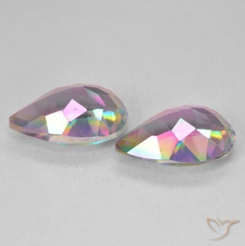5.95 ct natürliche Mehrfarbig Mystischer Quarz-Edelsteine, Birnenform, VVS