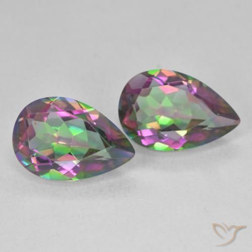 5.95 ct natürliche Mehrfarbig Mystischer Quarz-Edelsteine, Birnenform, VVS