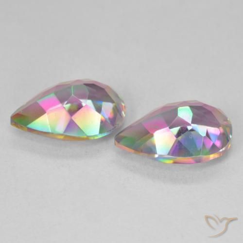 5.95 ct natürliche Mehrfarbig Mystischer Quarz-Edelsteine, Birnenform, VVS