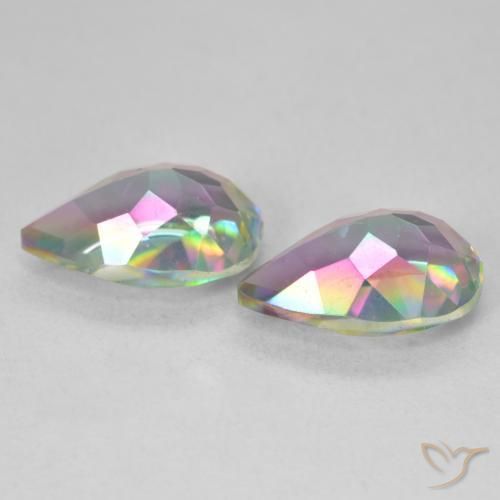 6.02 ct natürliche Mehrfarbig Mystischer Quarz-Edelsteine, Birnenform, VVS-VS