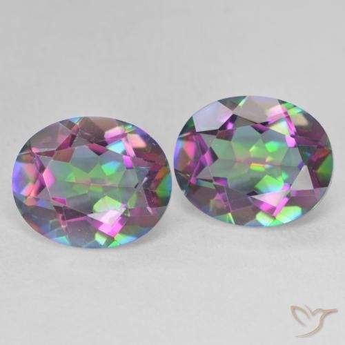 6.87 ct natürliche Mehrfarbig Mystischer Quarz-Edelsteine, Oval, VVS