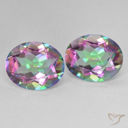 6.41 ct natürliche Mehrfarbig Mystischer Quarz-Edelsteine, Oval, VVS