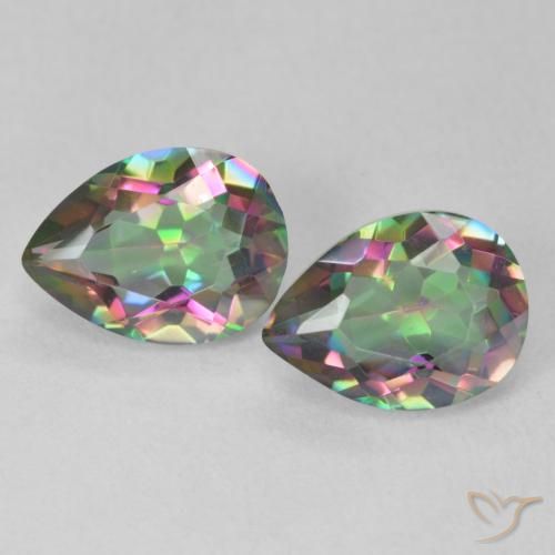 2.16 ct natürliche Mehrfarbig Mystischer Quarz-Edelsteine, Birnenform, VVS