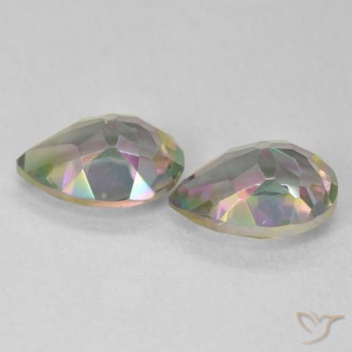 2.16 ct natürliche Mehrfarbig Mystischer Quarz-Edelsteine, Birnenform, VVS