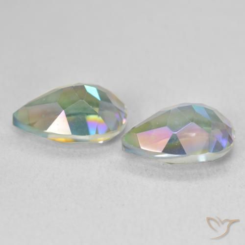 3.76 ct natürliche Mehrfarbig Mystischer Quarz-Edelsteine, Birnenform, VVS-VS