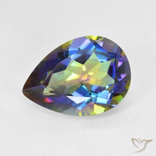 4.91ct Natürlicher Mehrfarbig Mystischer Quarz, Birnenform, VVS