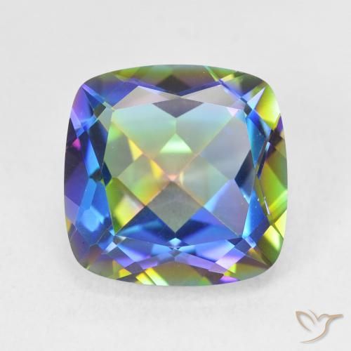 6.64ct Natürlicher Mehrfarbig Mystischer Quarz, Kissen, VVS