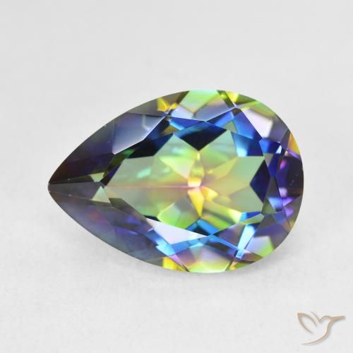 5.12ct Natürlicher Mehrfarbig Mystischer Quarz, Birnenform, VVS