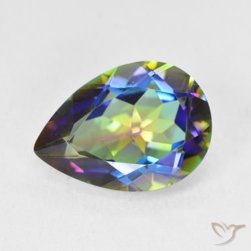 4.90ct Natürlicher Mehrfarbig Mystischer Quarz, Birnenform, VVS