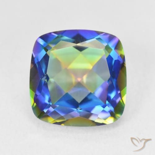 6.74ct Natürlicher Mehrfarbig Mystischer Quarz, Kissen, VVS