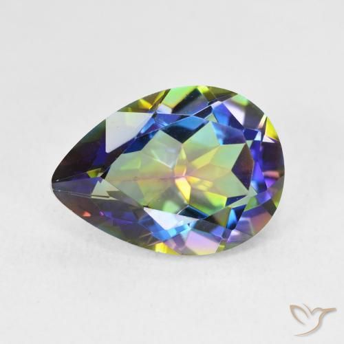 5.05ct Natürlicher Mehrfarbig Mystischer Quarz, Birnenform, VVS