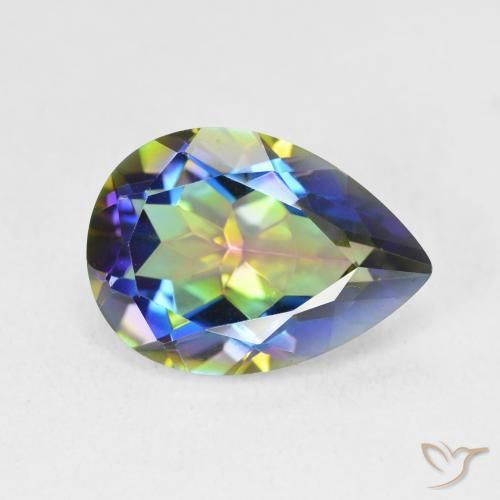 5.07ct Natürlicher Mehrfarbig Mystischer Quarz, Birnenform, VVS