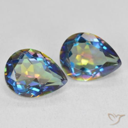 3.22 ct natürliche Mehrfarbig Mystischer Quarz-Edelsteine, Birnenform, VVS-VS
