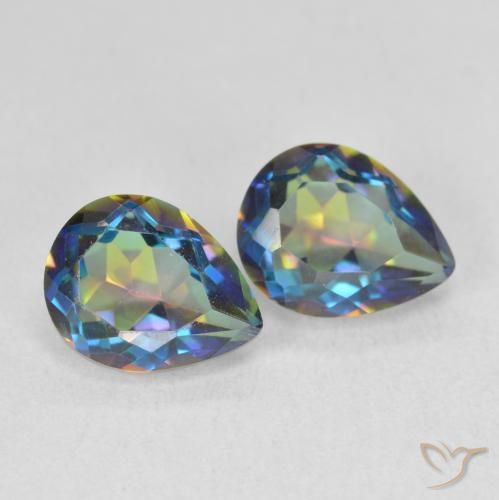 3.34 ct natürliche Mehrfarbig Mystischer Quarz-Edelsteine, Birnenform, VVS-VS