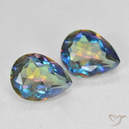 3.31 ct natürliche Mehrfarbig Mystischer Quarz-Edelsteine, Birnenform, VVS-VS